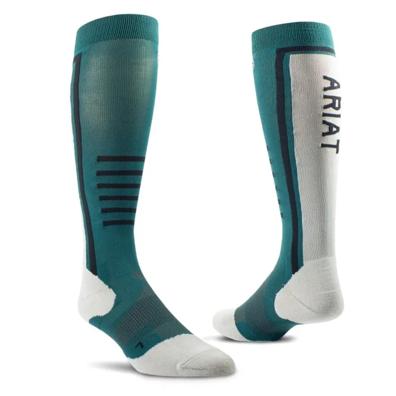 Ariat Tek Slimline Performance Socks - Eurasian Teal/Sea Salt 